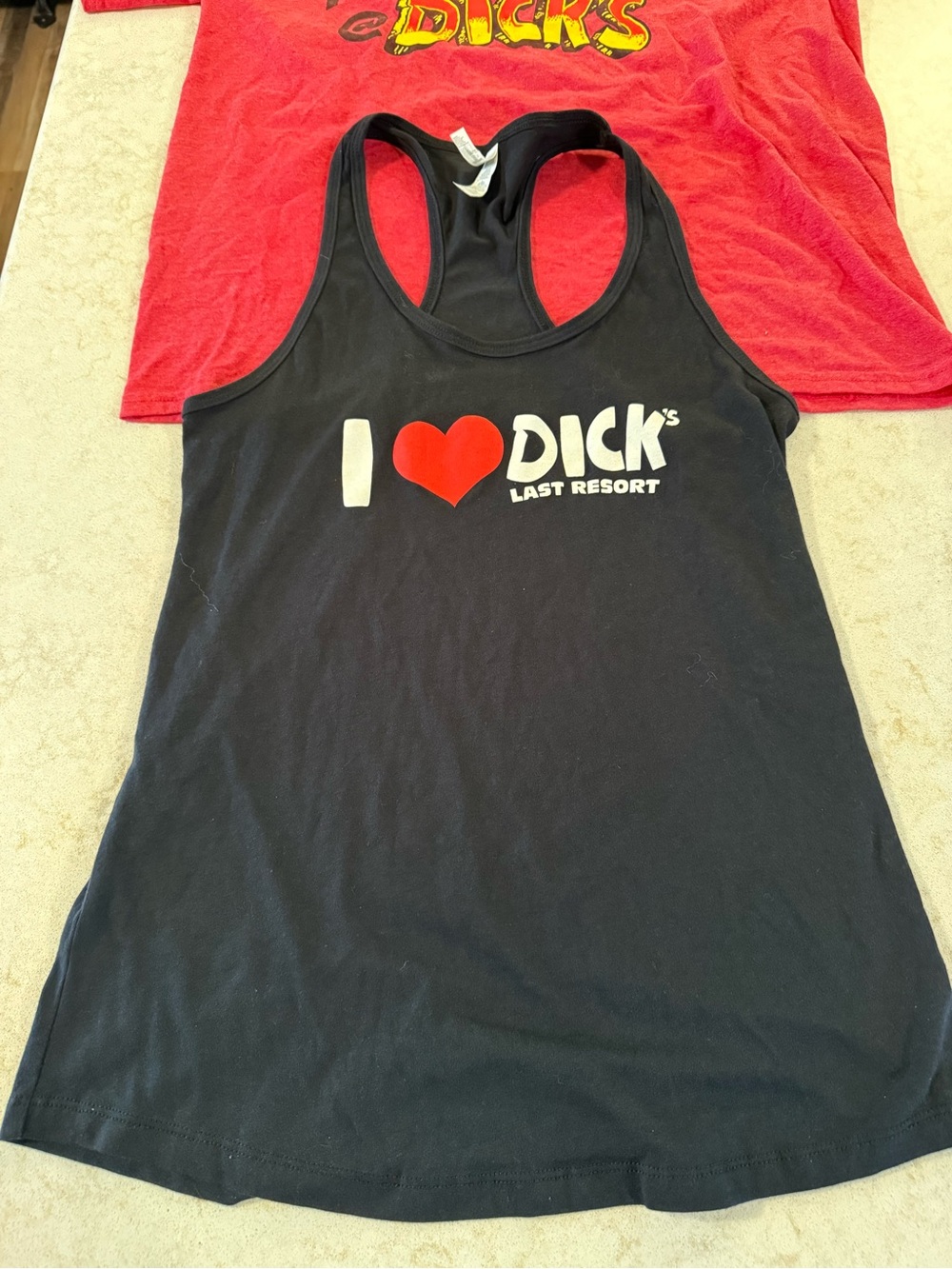 I ♥ Dick's Last Resort Black Graphic Racerback Tank and Tee Shirt (Lot of 2)NWOT